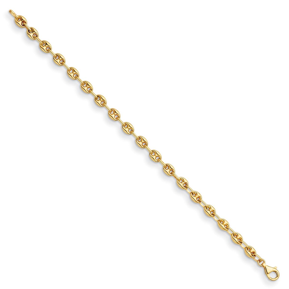 14K Yellow Gold 5mm Anchor Link 7.5 Inch Bracelet