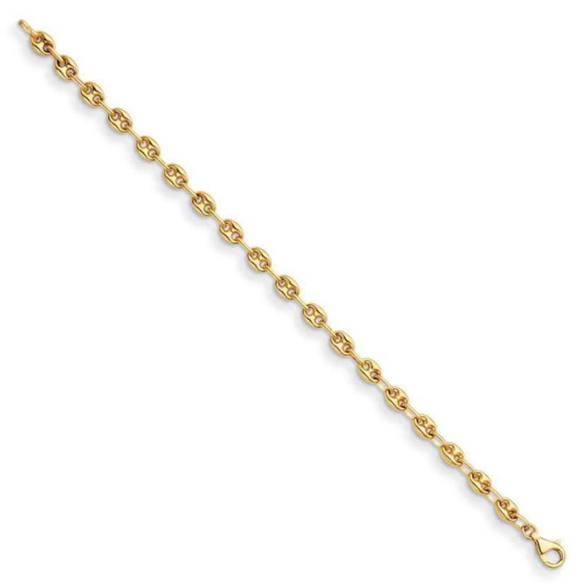 14K Yellow Gold 5mm Anchor Link 7.5 Inch Bracelet