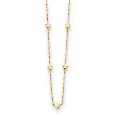 Belk & Co 14K Yellow Gold Five Stars on Chain 16 Inch with 2 Inch Extensions Necklace