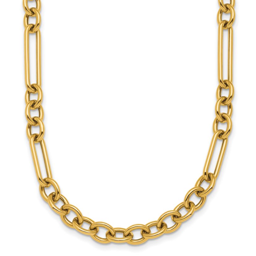 14K Yellow Gold Paperclip and Round Link Y-drop 18 inToggle Necklace