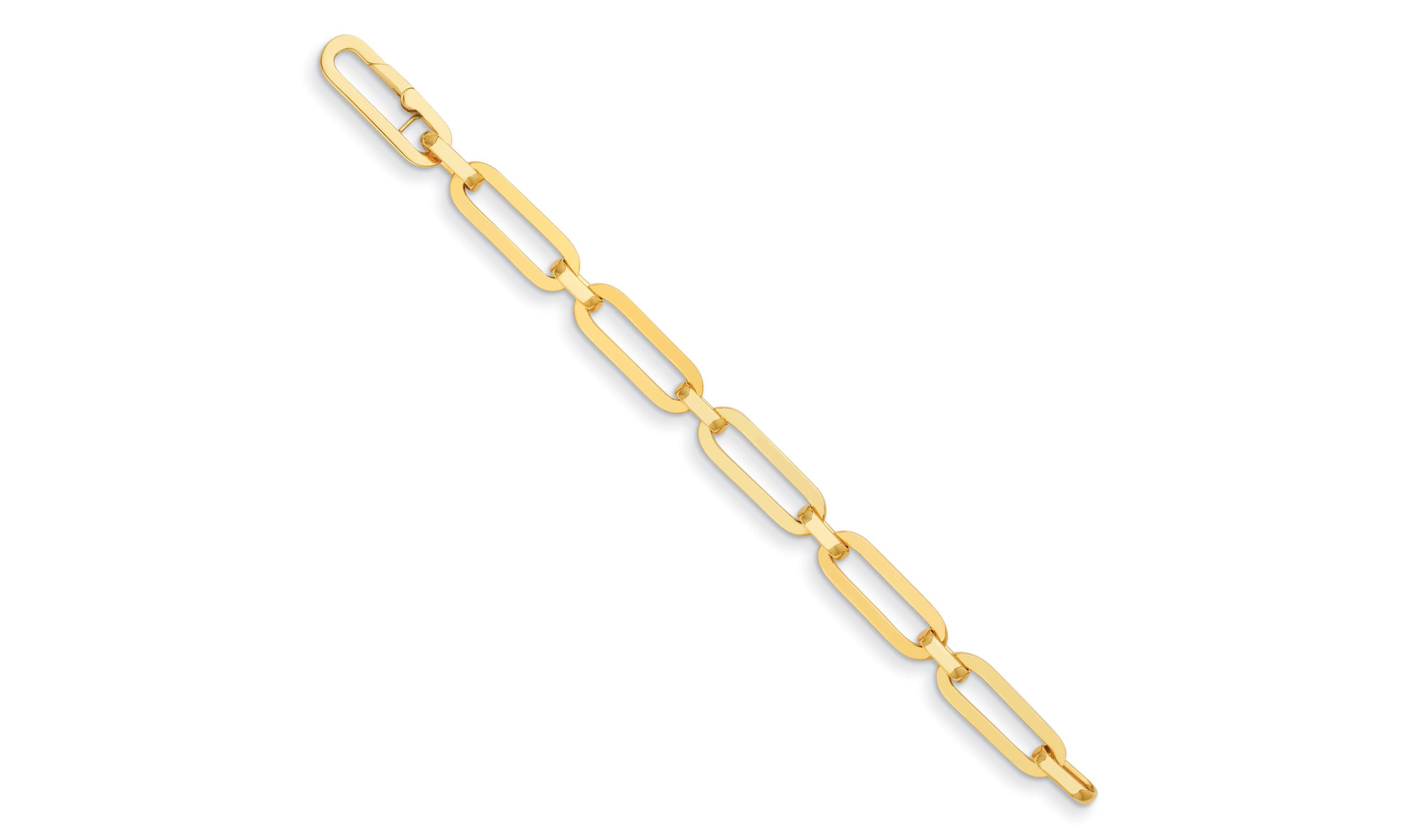 14K Yellow Gold 10mm Mixed Paper Clip Link 7.5 Inch Bracelet