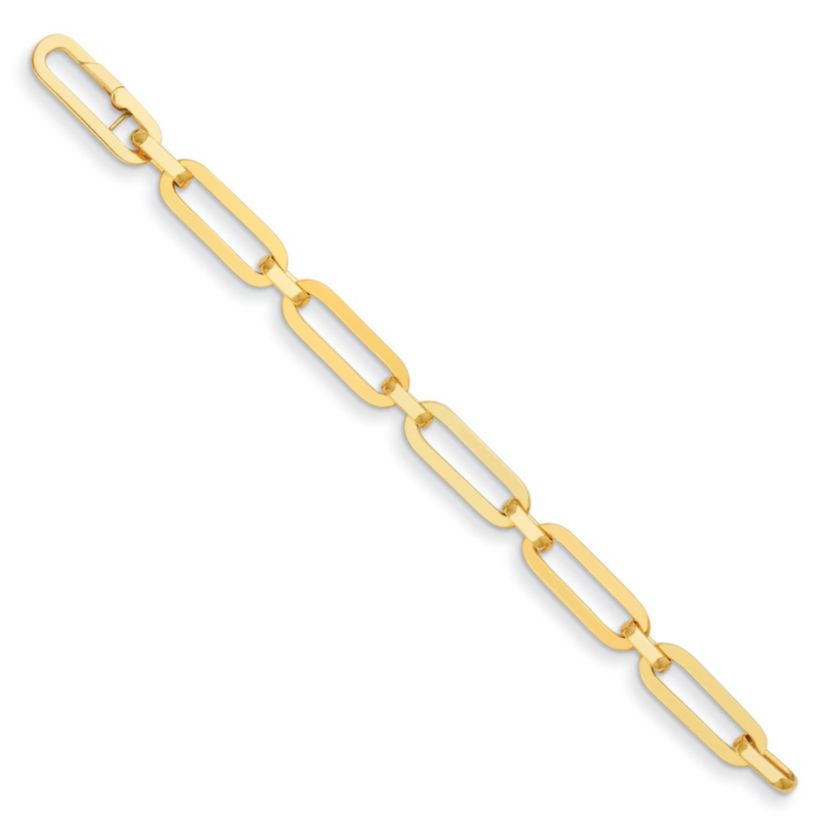 14K Yellow Gold 10mm Mixed Paper Clip Link 7.5 Inch Bracelet