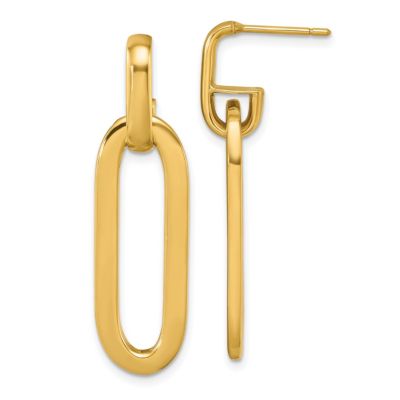Belk & Co 14K Yellow Gold Paper Clip Link Dangle Post Earrings