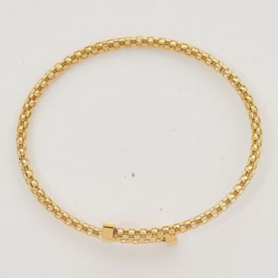 Belk & Co 18K Yellow Gold Polished Popcorn Mesh Flexible Bangle Bracelet