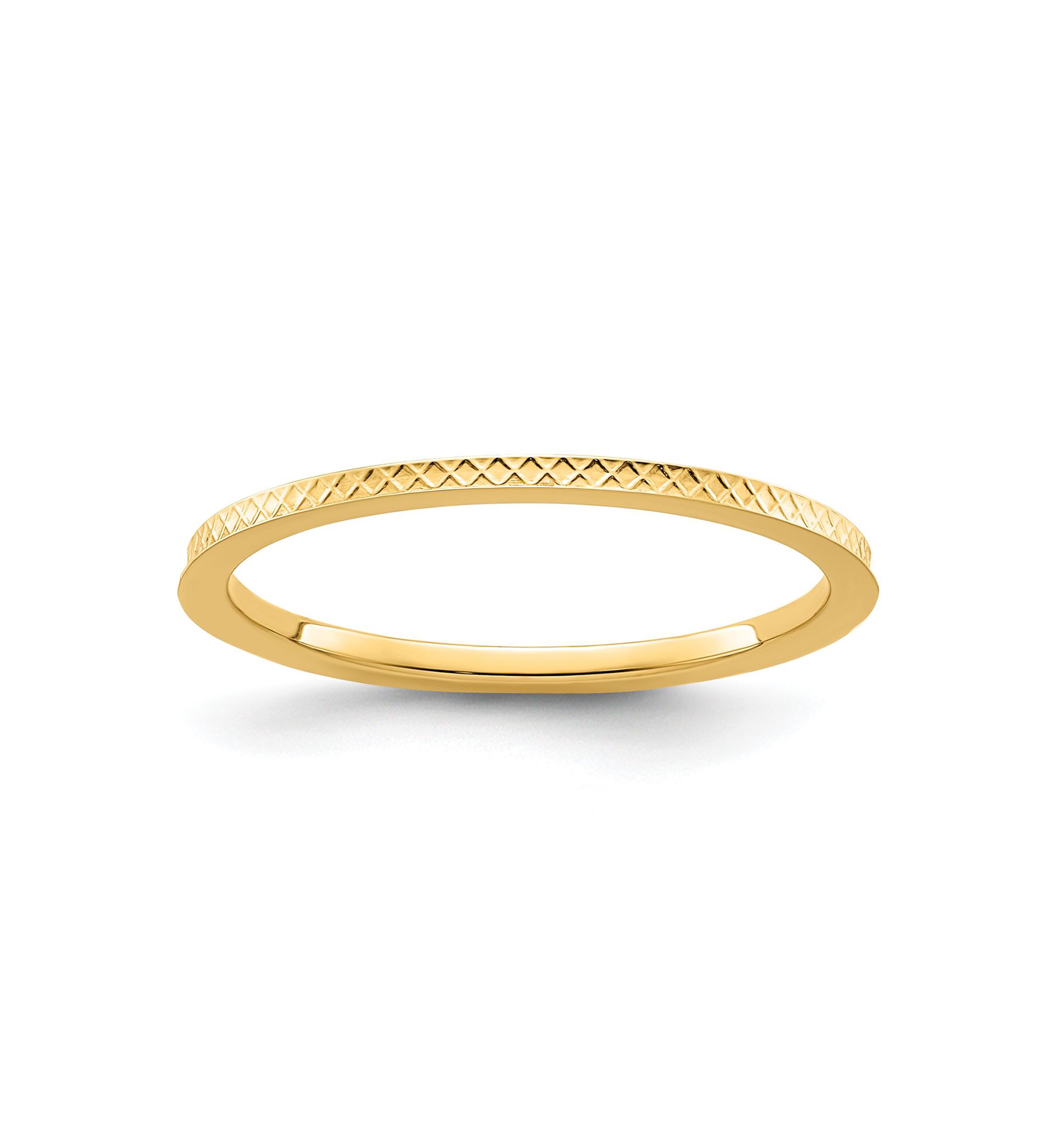 10K Gold 1.2mm Criss-Cross Pattern Stackable Band