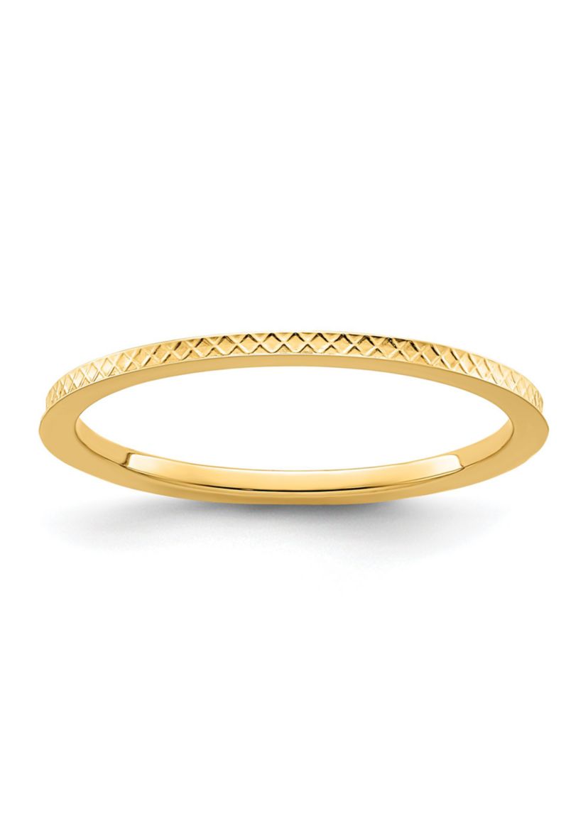 10K Gold 1.2mm Criss-Cross Pattern Stackable Band