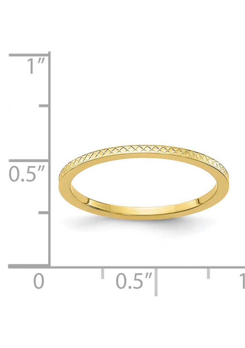 10K Gold 1.2mm Criss-Cross Pattern Stackable Band