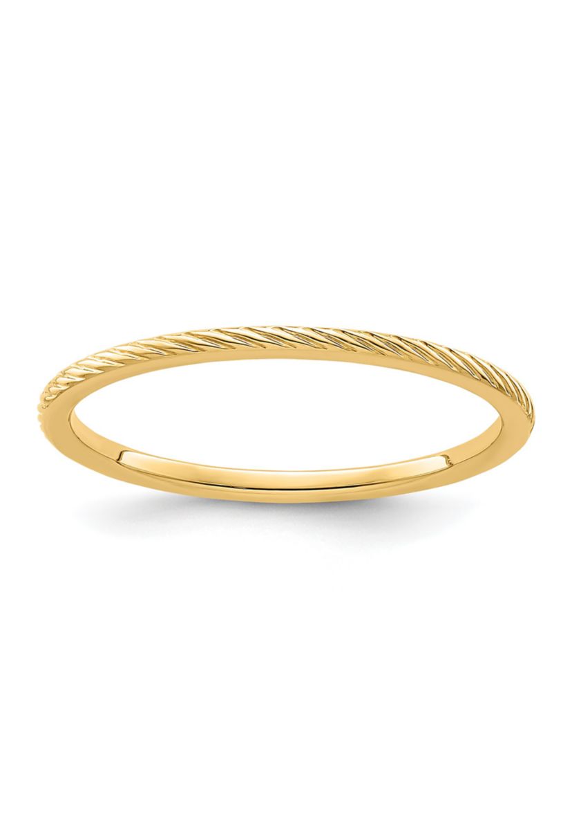 10K Gold 1.2mm Twisted Wire Pattern Stackable Band