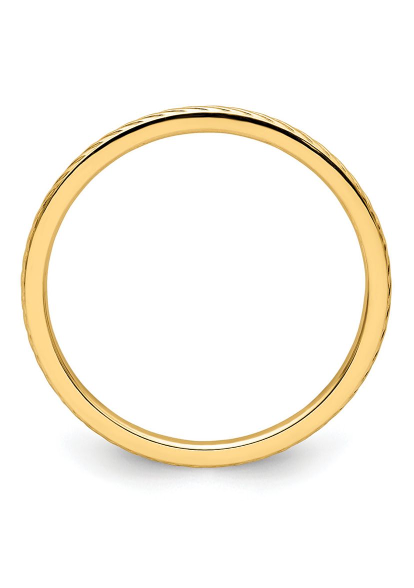 10K Gold 1.2mm Twisted Wire Pattern Stackable Band