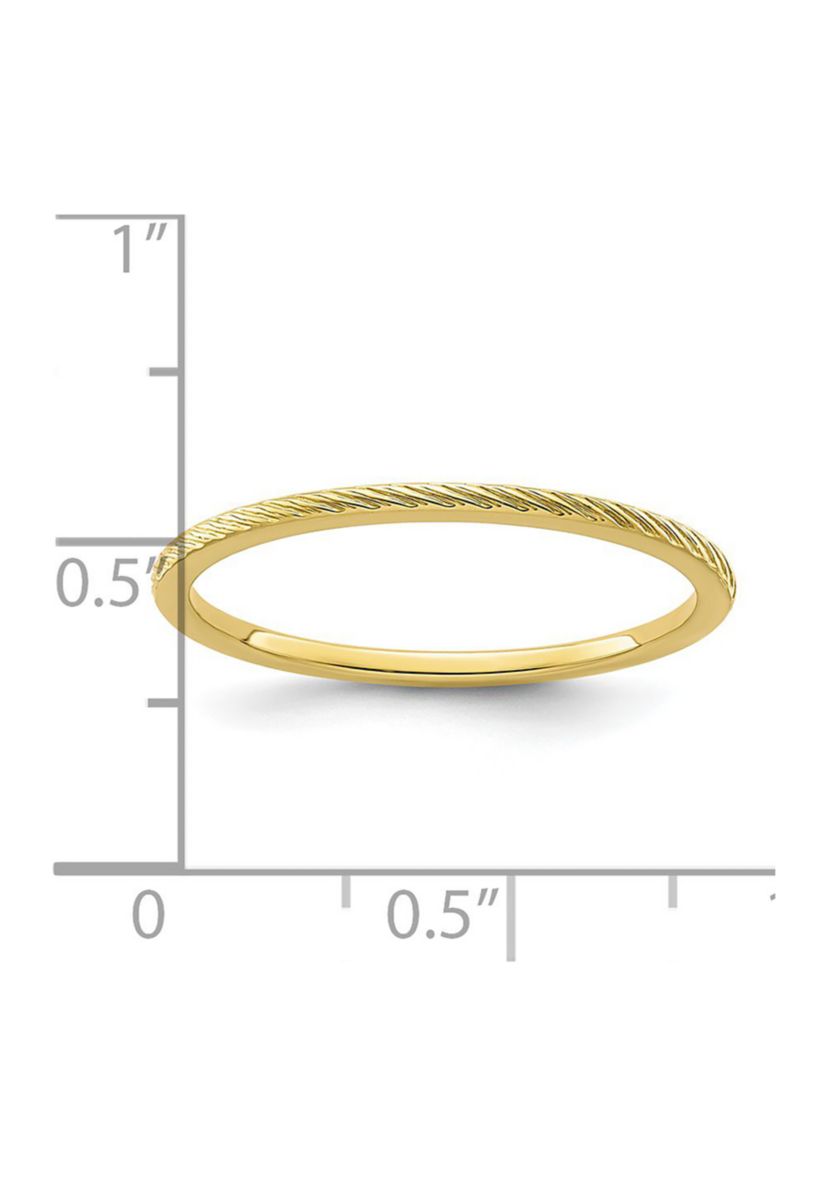 10K Gold 1.2mm Twisted Wire Pattern Stackable Band