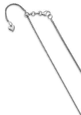 14K White Gold 1 Millimeter Adjustable Quadra Wheat Chain