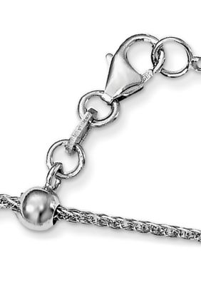 14K White Gold 1 Millimeter Adjustable Quadra Wheat Chain