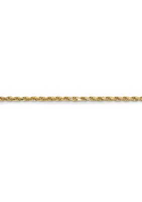 14K Yellow Gold 1.2 Millimeter Diamond-cut Adjustable Rope Chain