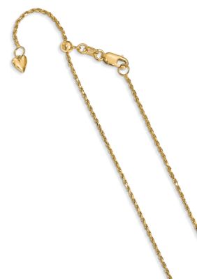 14K Yellow Gold 1.2 Millimeter Diamond-cut Adjustable Rope Chain