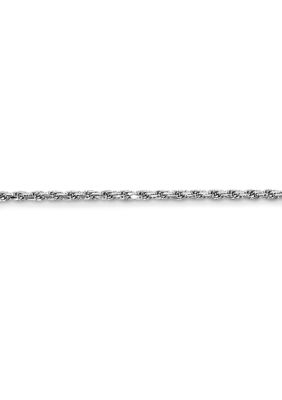 14K White Gold 1.2 Millimeter Adjustable Rope Chain