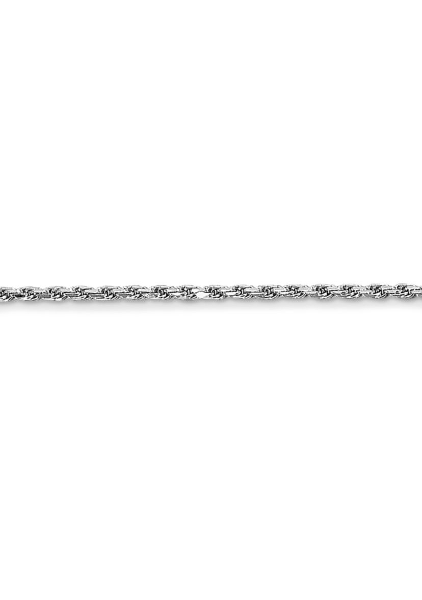 14K White Gold 1.2 Millimeter Adjustable Rope Chain