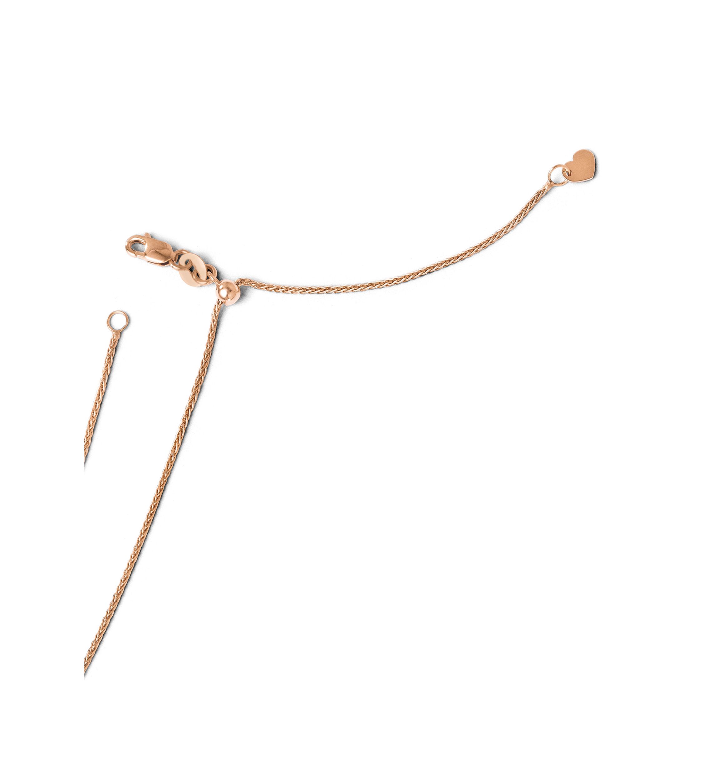 14K Rose Gold 1 Millimeter Adjustable Wheat Chain