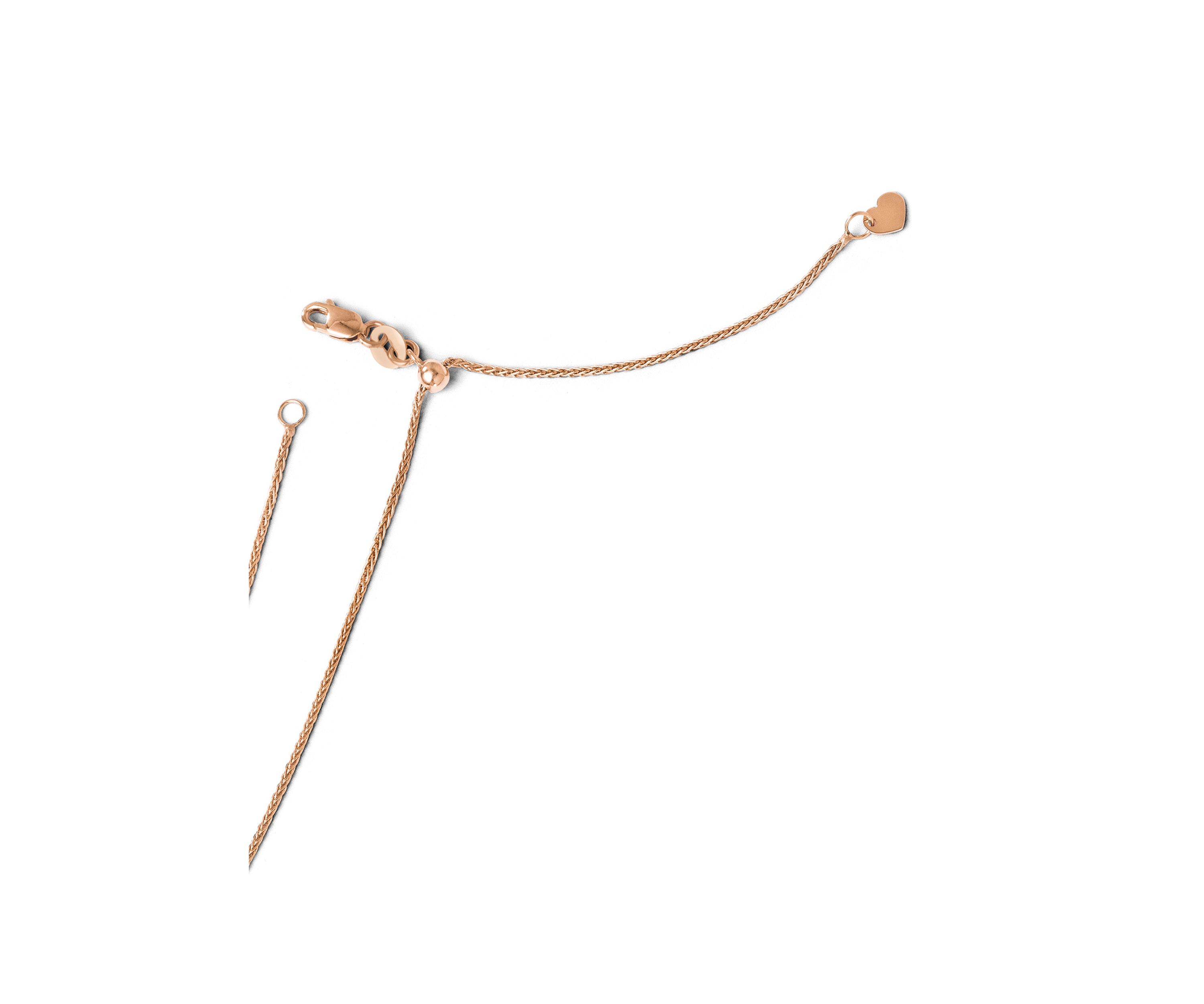 14K Rose Gold 1 Millimeter Adjustable Wheat Chain