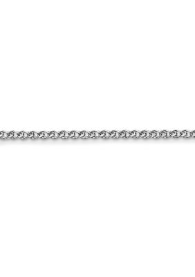 14K White Gold 1.2 Millimeter Adjustable Diamond Cut Loose Rope Chain