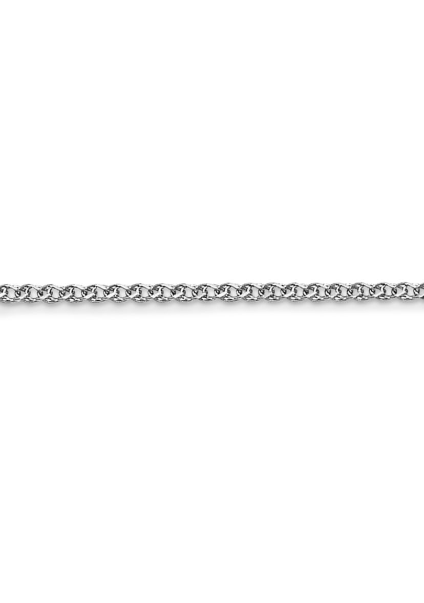 14K White Gold 1.2 Millimeter Adjustable Diamond Cut Loose Rope Chain
