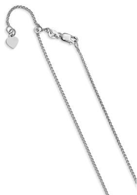 14K White Gold 1.2 Millimeter Adjustable Diamond Cut Loose Rope Chain