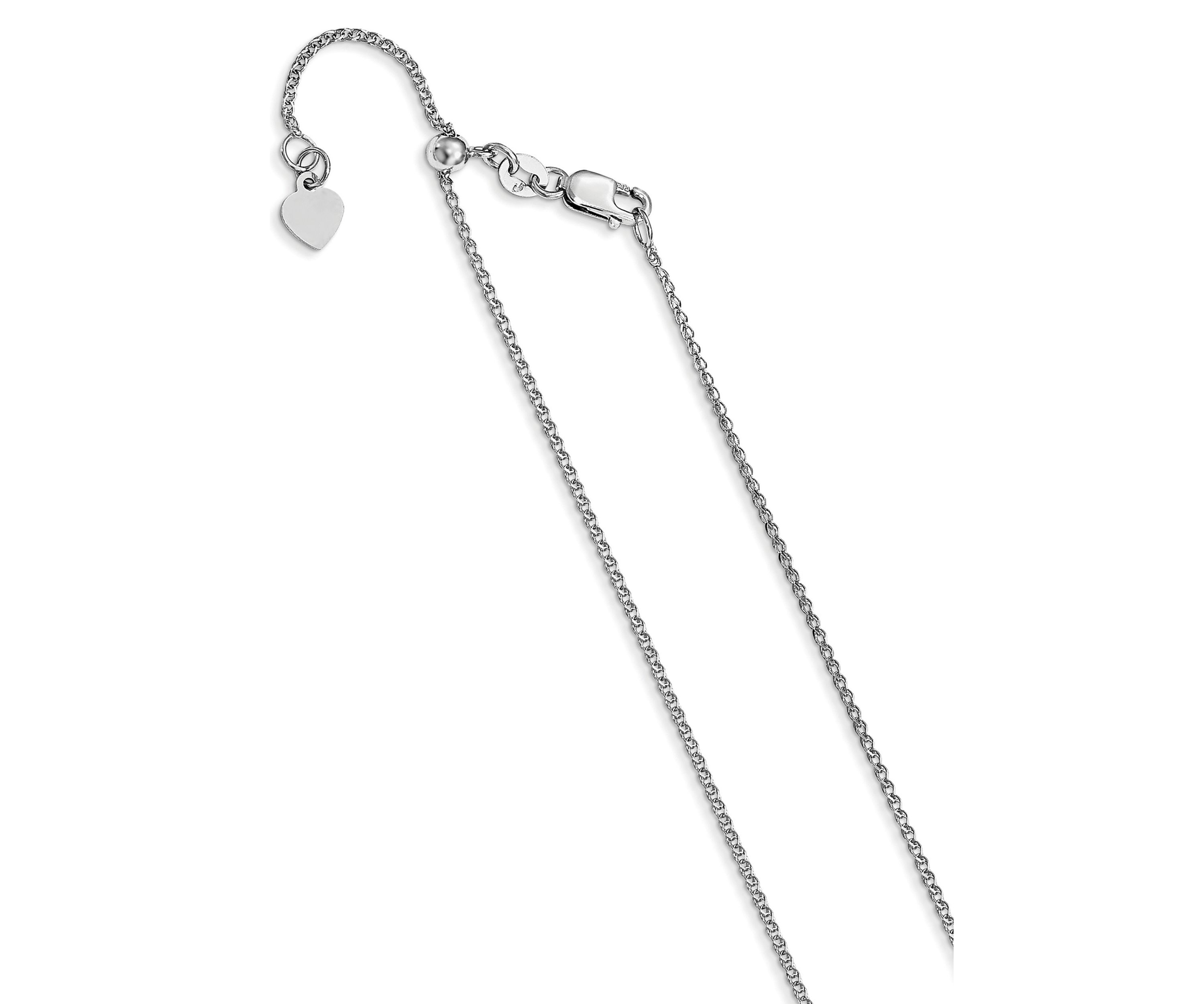 14K White Gold 1.2 Millimeter Adjustable Diamond Cut Loose Rope Chain