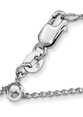 14K White Gold 1.2 Millimeter Adjustable Diamond Cut Loose Rope Chain