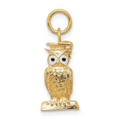 Belk & Co 14K Yellow Gold Graduation Owl Charm with Enamel