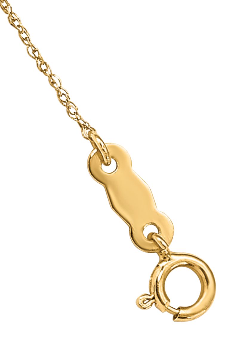 14K Two Tone Puffed MOM Heart 7 Inch with 1 Inch Extender Bracelet