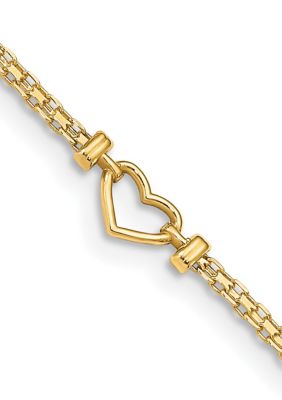 Belk & Co 14K Gold Fancy Heart 9 Inch Anklet, Yellow -  0883957897837