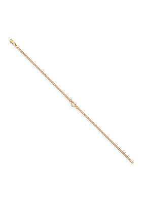 14K Gold Fancy Heart 9 Inch Anklet