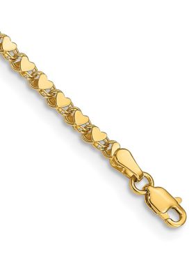 Belk & Co 14K Yellow Gold Polished Double Sided Heart 10 Inch Anklet