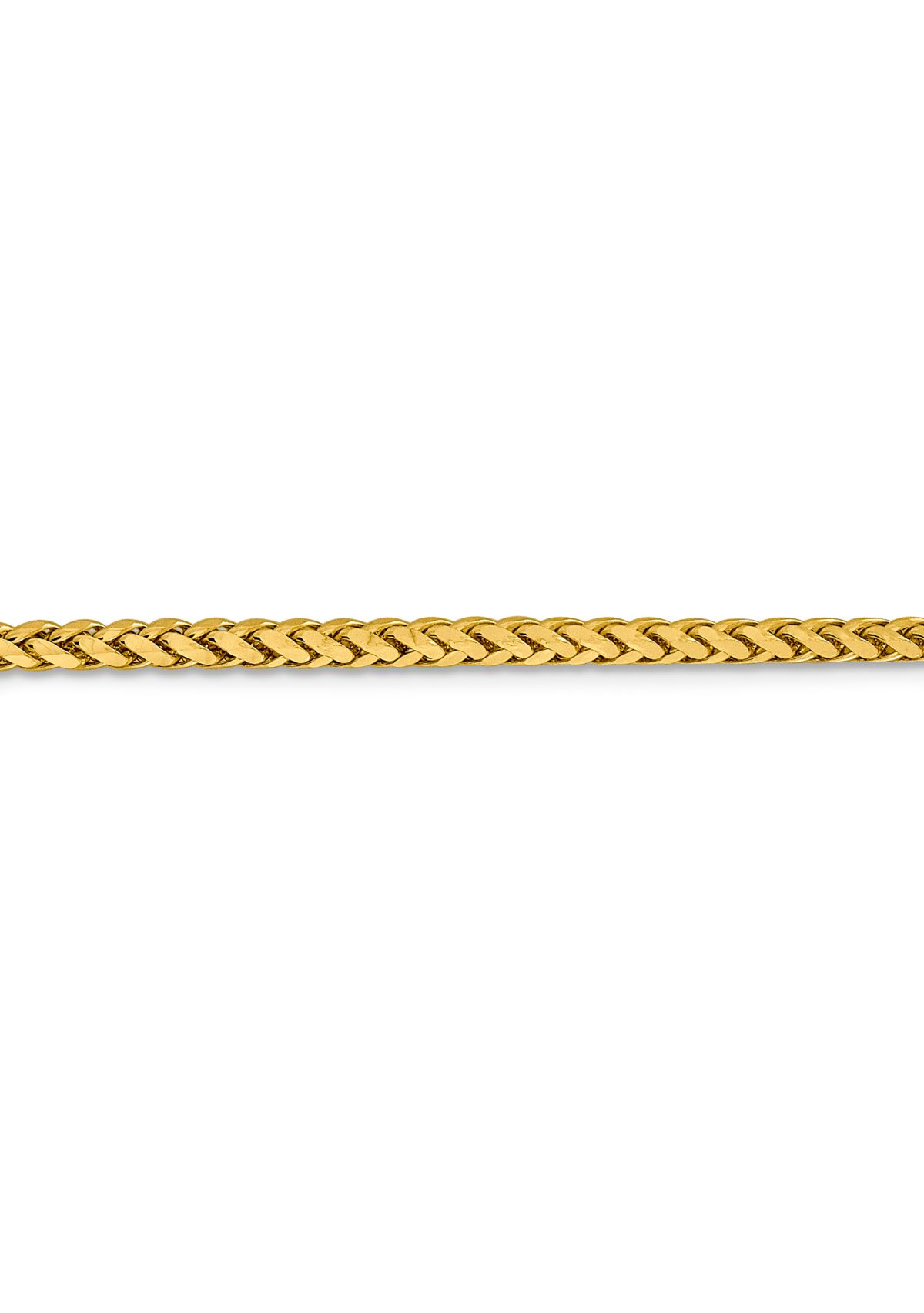 Mens 14K Yellow Gold 2.5 Millimeter Semi Solid Diamond Cut Wheat Chain Bracelet