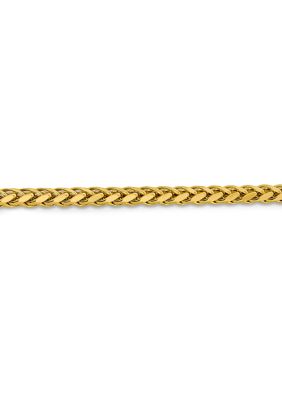 Belk & Co Mens 14K Yellow Gold 3.1 Millimeter Semi Solid Diamond Cut Wheat Chain Bracelet