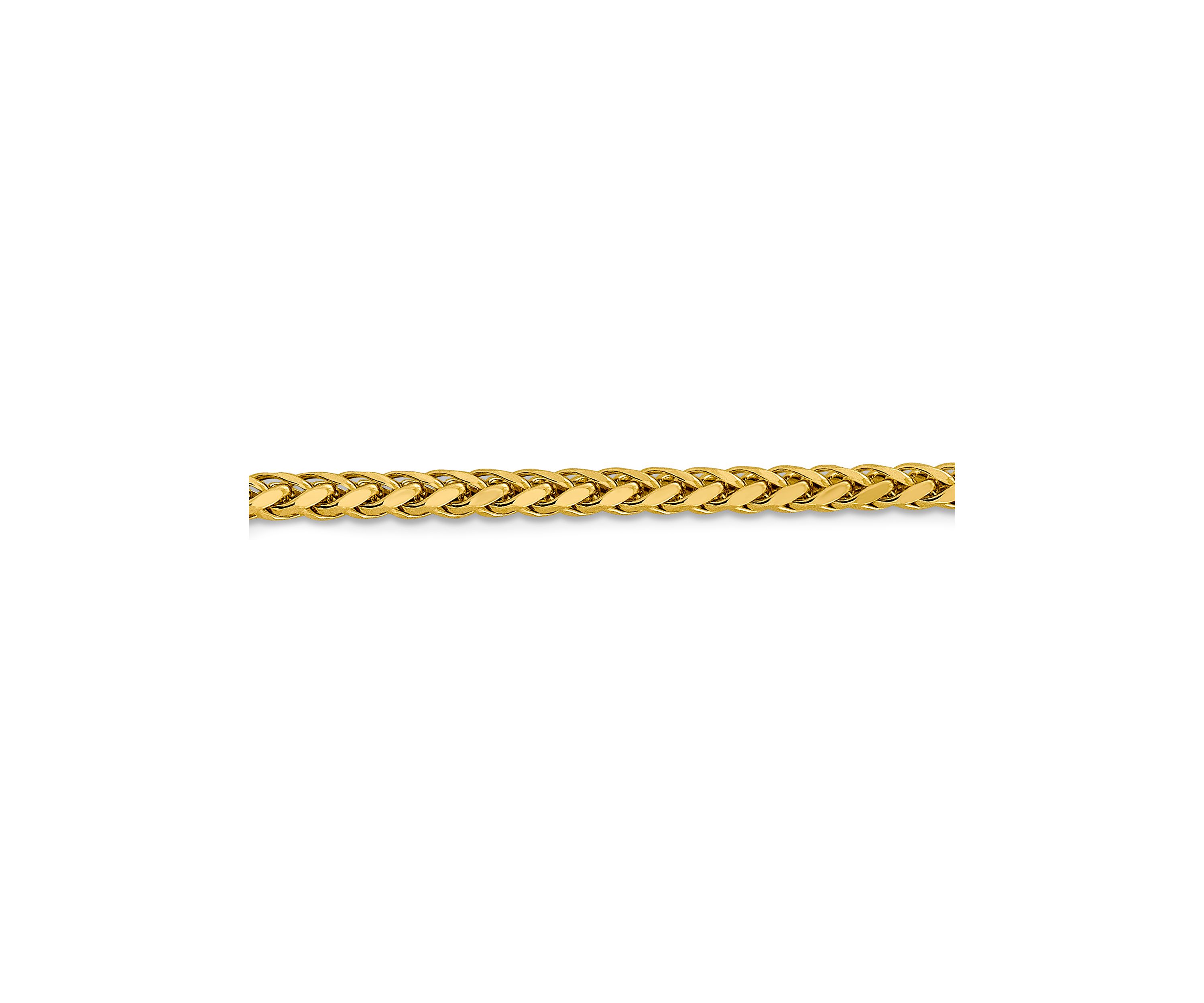 Mens 14K Yellow Gold 3.1 Millimeter Semi Solid Diamond Cut Wheat Chain Bracelet