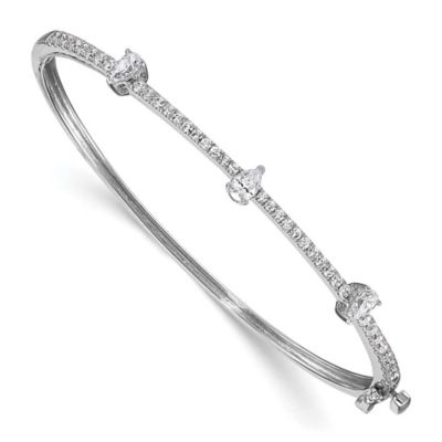 Belk & Co Lab Created 1.28 ct. t.w. Lab Grown Diamond VS/SI+ G+ Round and Pear Hinged Bangle in 14K White Gold