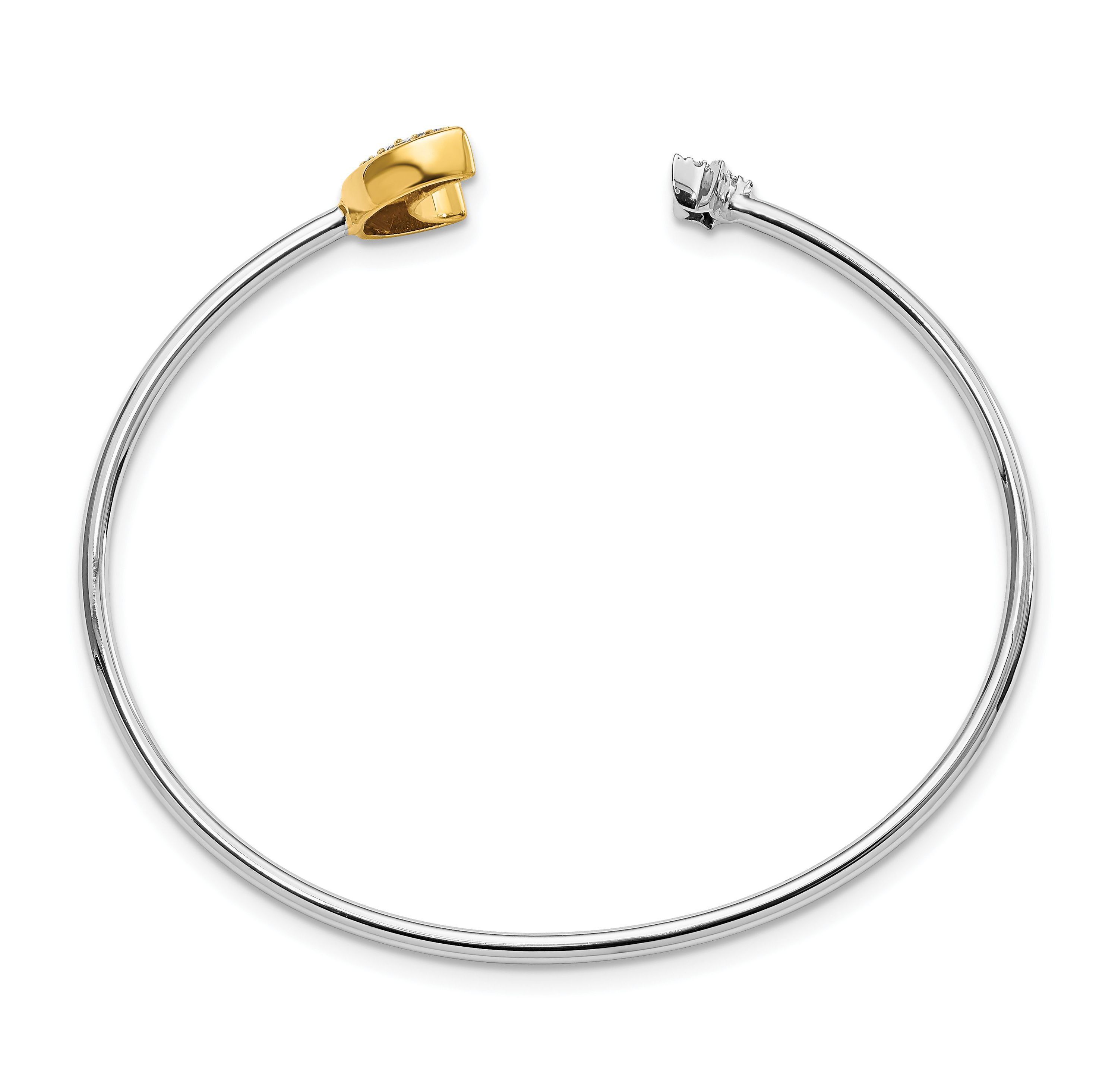 1/6 ct. t.w. Diamond Moon with Star Cuff Bangle in 14K Two-Tone Gold