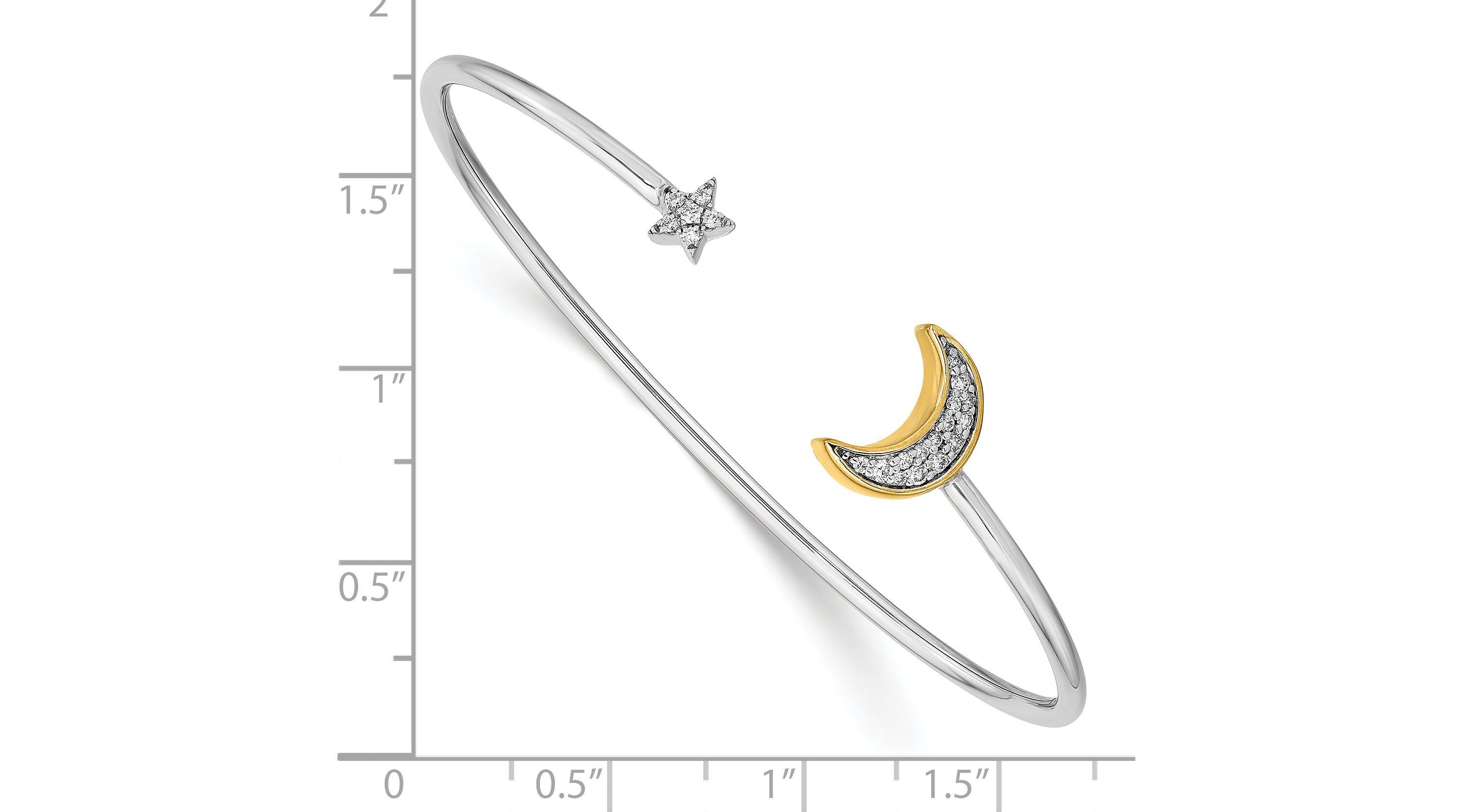 1/6 ct. t.w. Diamond Moon with Star Cuff Bangle in 14K Two-Tone Gold