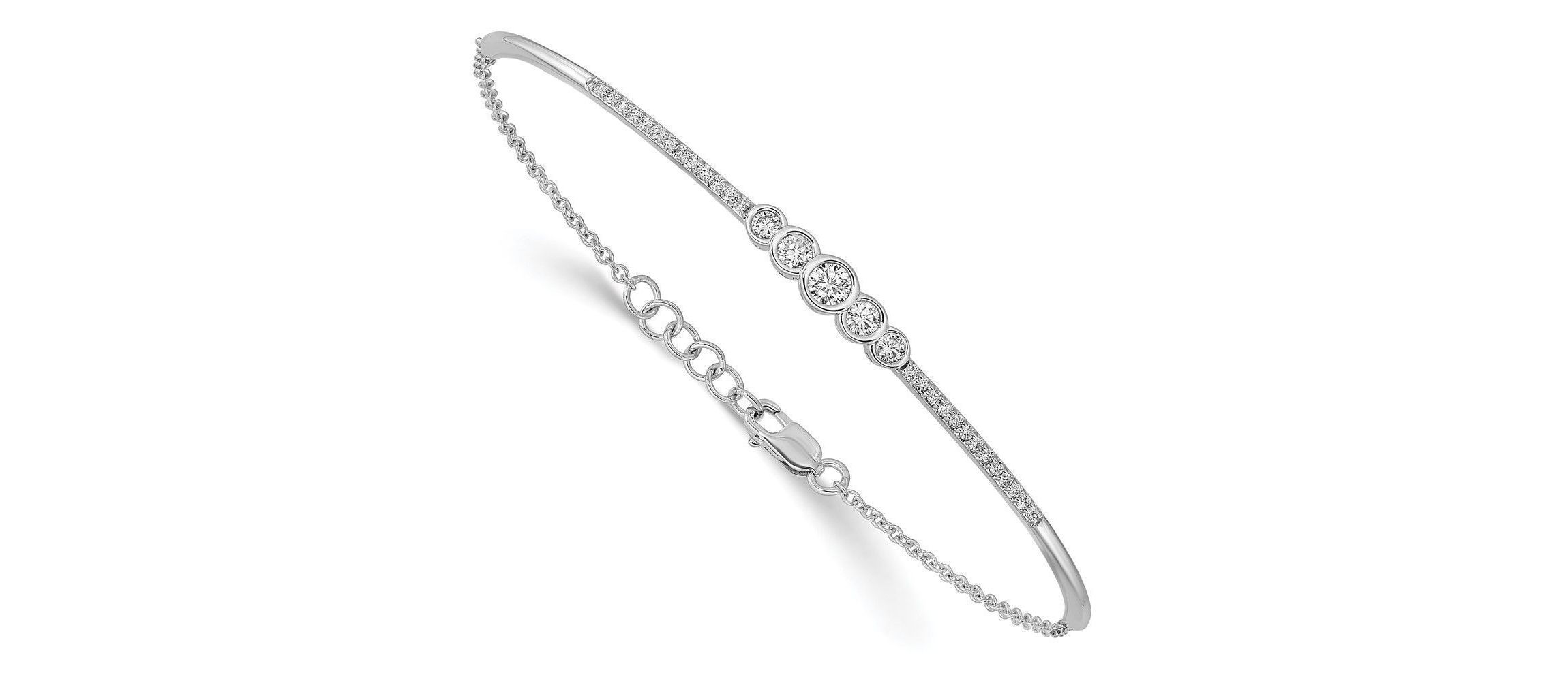 1/2 ct. t.w. Diamond Bar 7-inch with 0.5-inch Extension Bracelet in 14K White Gold