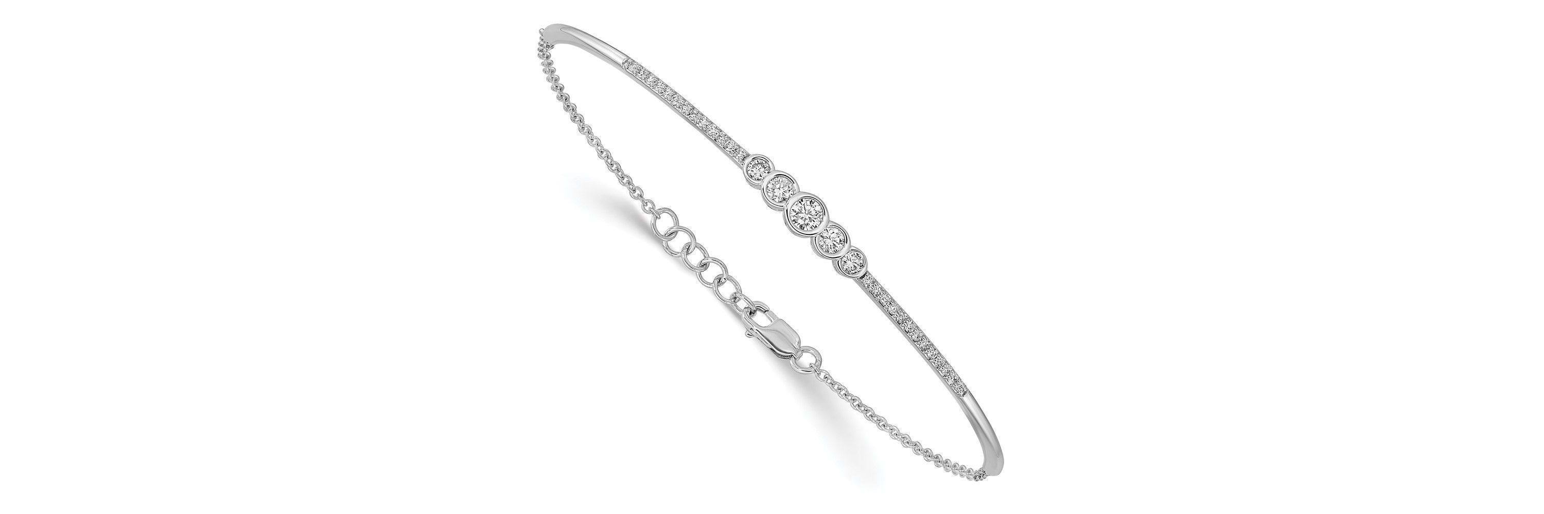 1/2 ct. t.w. Diamond Bar 7-inch with 0.5-inch Extension Bracelet in 14K White Gold