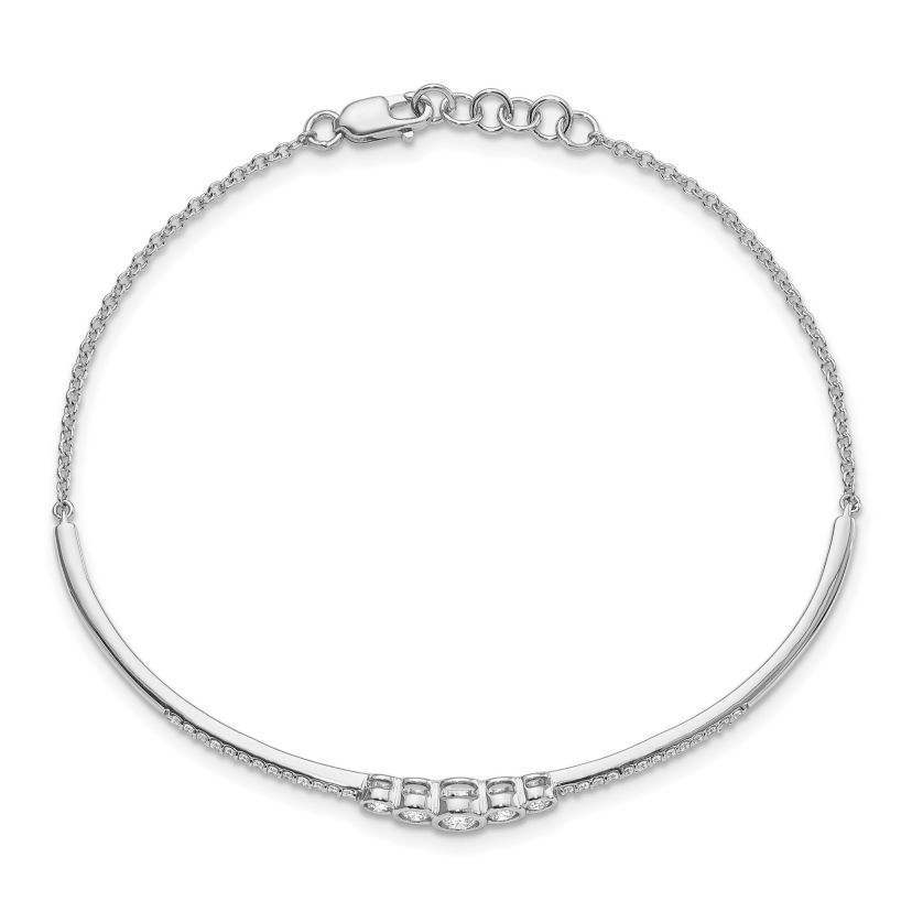1/2 ct. t.w. Diamond Bar 7-inch with 0.5-inch Extension Bracelet in 14K White Gold