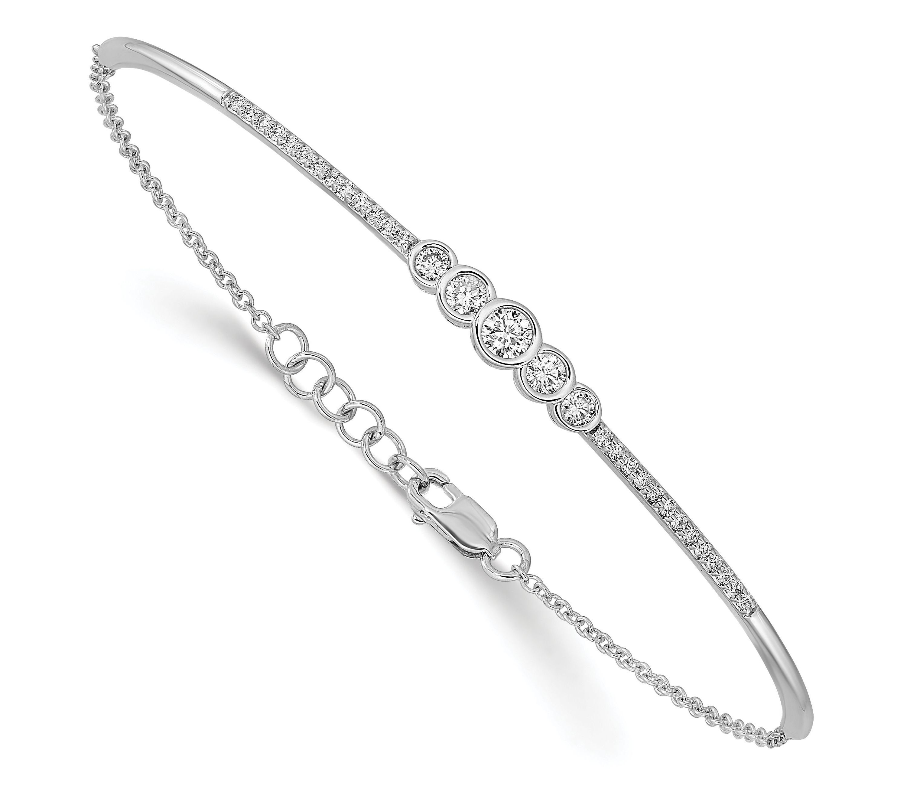 1/2 ct. t.w. Diamond Bar 7-inch with 0.5-inch Extension Bracelet in 14K White Gold