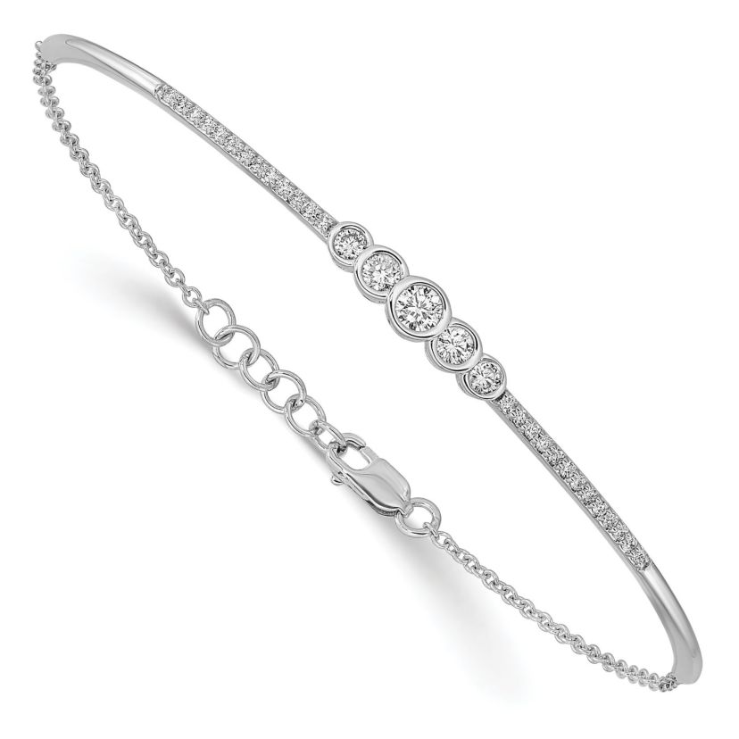 1/2 ct. t.w. Diamond Bar 7-inch with 0.5-inch Extension Bracelet in 14K White Gold