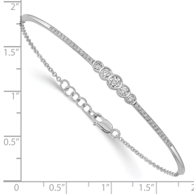1/2 ct. t.w. Diamond Bar 7-inch with 0.5-inch Extension Bracelet in 14K White Gold