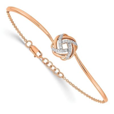 Belk & Co 1/8 ct. t.w. Diamond Love Knot 7-inch with 0.5-inch Extension Bracelet in 14K Rose Gold