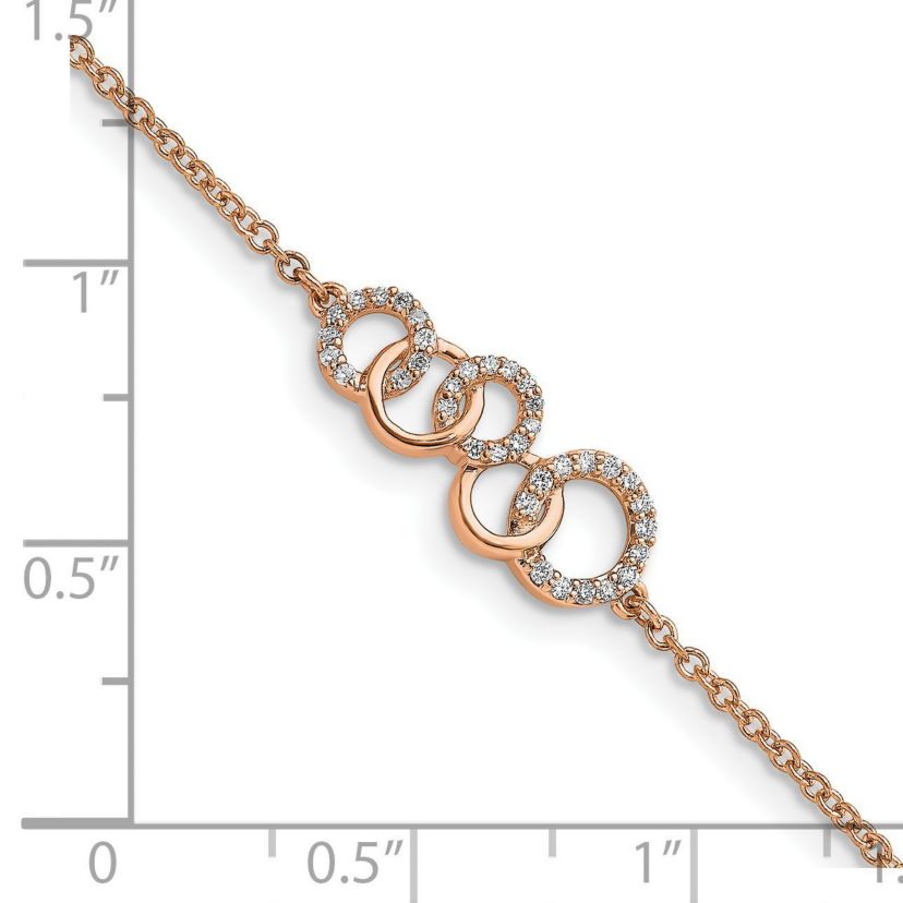 1/6 ct. t.w. Diamond Circles with Star Dangle 7-inch Bracelet in 14K Rose Gold