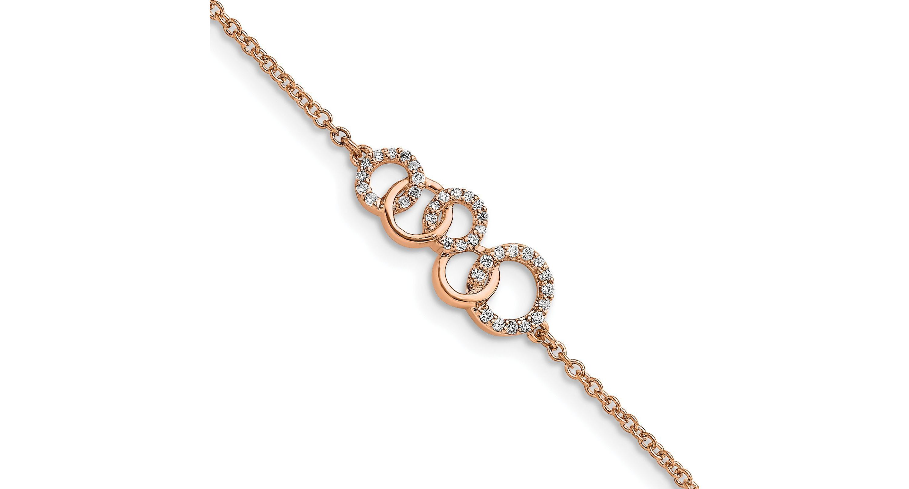 1/6 ct. t.w. Diamond Circles with Star Dangle 7-inch Bracelet in 14K Rose Gold