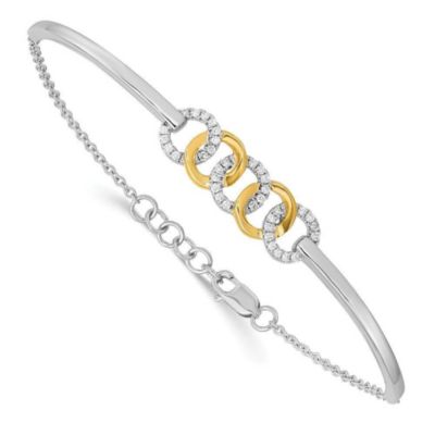 Belk & Co 1/5 ct. t.w. Diamond Circles Bar 7-inch with 0.5-inch Extension Bracelet in 14K Two-Tone Gold, Yellow