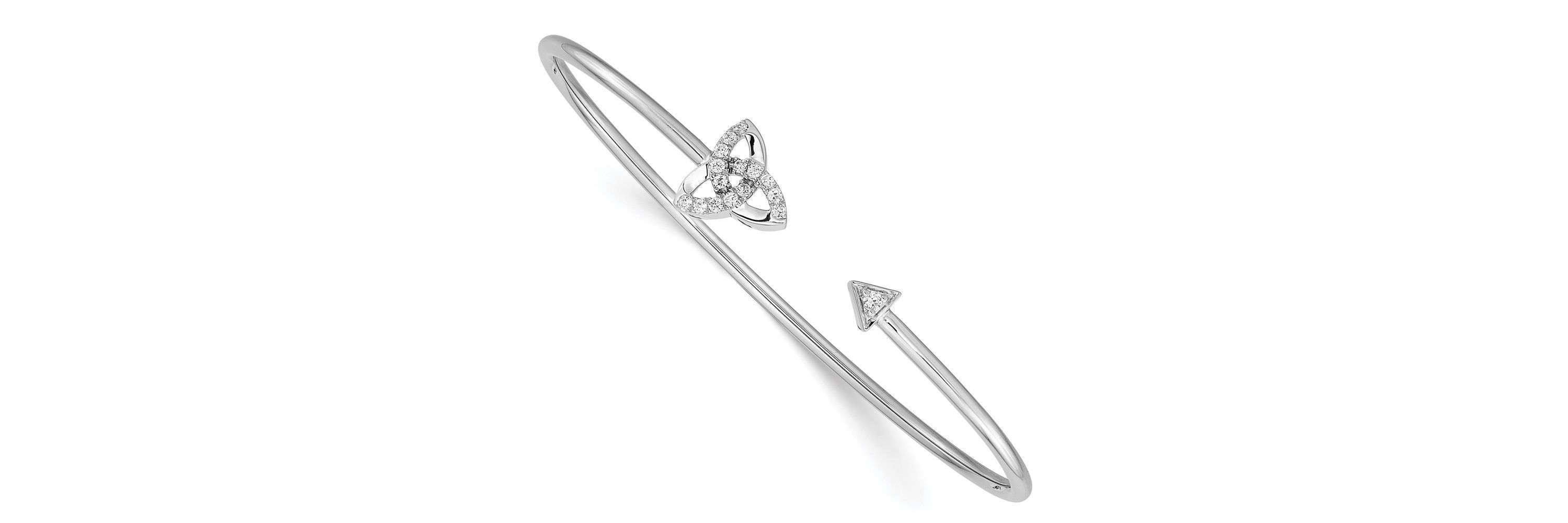 1/5 ct. t.w. Diamond Celtic Knot Cuff Bangle in 14K White Gold