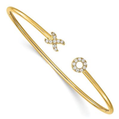 Belk & Co 1/5 ct. t.w. Diamond X and O Cuff Bangle in 14K Yellow Gold